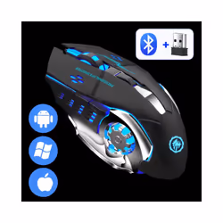 Bluetooth Wireless Rechargeable Mouse Gaming Mouse For Laptop RGB Backlight E-Sports Mechanical Mouse For PC Computer Gamer - Black