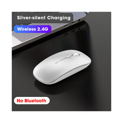 Wireless Mouse Computer Bluetooth Mouse Silent PC Mause Rechargeable Ergonomic Mouse 2.4Ghz USB Optical Mice For Laptop PC - Silver 2.4GHz