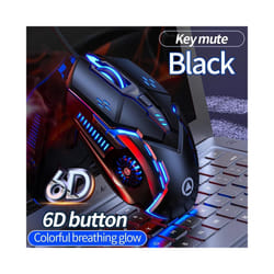 Ergonomic Wired Gaming Mouse RGB Mute Mause LED Backlit 3200dpi 6Button G5 USB Mechanical Mause For PC Laptop Computer Gamer - Black Mute