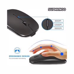 Rechargeable Wireless Mouse With 2.4GHz USB 1600DPI Mouse for Computer Laptop Tablet PC Macbook Gaming Mouse Gam - 2.4G Black