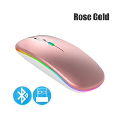 Wireless Mouse Bluetooth compatible 2.4GHz 1600DPI USB Rechargeable RGB Light Portable Mouse For Laptop Computer PC Macbook Game - 2.4G BT Rose gold