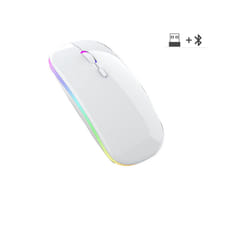 Wireless Mouse RGB Rechargeable Bluetooth Mice Wireless Computer Mause LED Backlit Ergonomic Gaming Mouse for Laptop PC - white