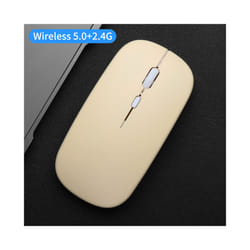Wireless Mouse Dual Modes Bluetooth-compatibl Portable Office Mouse for Laptop Notebook PC MacBook Battery Gaming Mouse - Yellow