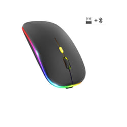 Wireless Mouse RGB Rechargeable Bluetooth Mice Wireless Computer Mause LED Backlit Ergonomic Gaming Mouse for Laptop PC - black