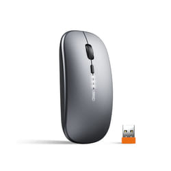INPHIC M1P Rechargeable Wireless Mouse [Power Display Enhanced Edition] Office Light Sound Laptop Home Ultra Thin Portable - GRAY