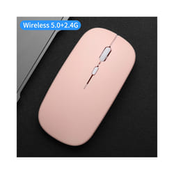 Wireless Mouse Dual Modes Bluetooth-compatibl Portable Office Mouse for Laptop Notebook PC MacBook Battery Gaming Mouse - Pink