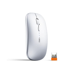 INPHIC M1P Rechargeable Wireless Mouse [Power Display Enhanced Edition] Office Light Sound Laptop Home Ultra Thin Portable - Silver