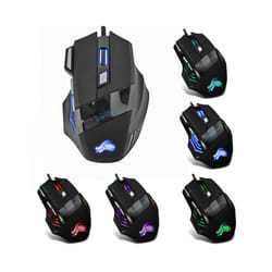 Wired Gaming Mouse 7-Color Backlight 5500 DPI Adjustable Black Wired Optical Computer Gaming Mice for PC Gamer Computer Desktop - 1PCS Mouse