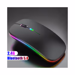 Bluetoooth 5.0 Wireless Mouse With USB Rechargeable RGB Light For Laptop Computer PC Macbook Gaming Mouse 2.4GHz 1600DPI - Silver