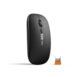 INPHIC M1P Rechargeable Wireless Mouse [Power Display Enhanced Edition] Office Light Sound Laptop Home Ultra Thin Portable - black