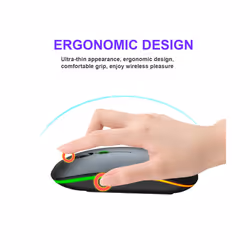 Wireless Mouse RGB Rechargeable Bluetooth Mice Wireless Computer Mause LED Backlit Ergonomic Gaming Mouse for Laptop PC - sliver