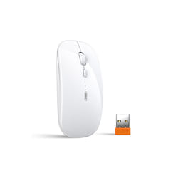 INPHIC M1P Rechargeable Wireless Mouse [Power Display Enhanced Edition] Office Light Sound Laptop Home Ultra Thin Portable - WHITE