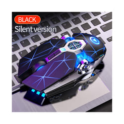 Ergonomic Wired Gaming Mouse RGB Mute Mouse LED Backlit 3200dpi 6 Button USB Mechanical Mause for PC Laptop Computer Gamer - Black Silent