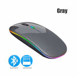 Bluetoooth 5.0 Wireless Mouse With USB Rechargeable RGB Light For Laptop Computer PC Macbook Gaming Mouse 2.4GHz 1600DPI - Gr ...