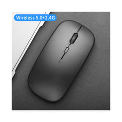 Wireless Mouse Dual Modes Bluetooth-compatibl Portable Office Mouse for Laptop Notebook PC MacBook Battery Gaming Mouse - black