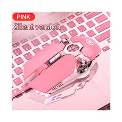 Ergonomic Wired Gaming Mouse RGB Mute Mouse LED Backlit 3200dpi 6 Button USB Mechanical Mause for PC Laptop Computer Gamer - Pink Silent
