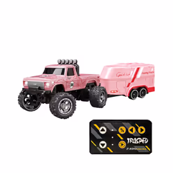 Mini RC Monster Truck 1:64 Off-Road Climbing Car Alloy Model 2.4G Remote Control Adjustable Speed Electric - pink