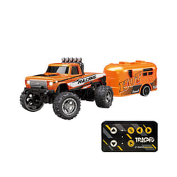 Mini RC Monster Truck 1:64 Off-Road Climbing Car Alloy Model 2.4G Remote Control Adjustable Speed Electric - orange