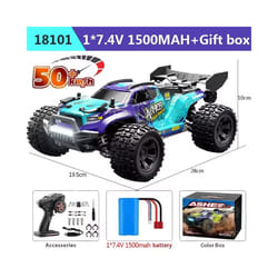 1:18 4WD RC Car Off Road Monster Truck High Speed With LED Light 2.4G Remote Control Cars For Adults - SCY18101 Blue 50KM-H
