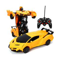 RC Robots Car 2 in 1 Electric Toys Transformation Remote Control Sports Deformation Car Robots Model - Yellow