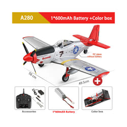 WLtoys XK A280 RC Plane 2.4G 4CH 3D6G Mode Aircraft P51 Fighter Simulator with LED Searchlight RC Airplane - A280 1Battery Box