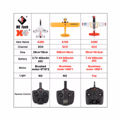WLtoys XK A280 RC Plane 2.4G 4CH 3D6G Mode Aircraft P51 Fighter Simulator with LED Searchlight RC Airplane - A280 1Battery Box