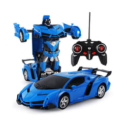 RC Robots Car 2 in 1 Electric Toys Transformation Remote Control Sports Deformation Car Robots Model - Blue