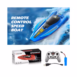 Remote Control Boat Electric Toy Charging 2.4G Remote Control Boat Double Spiral Pulp High-Speed Water - Blue-902