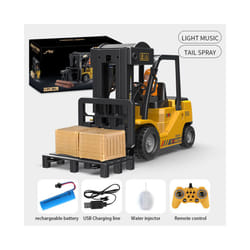2.4Ghz Remote Control Car Rc Forklift Truck Engineering Vehicles Cranes Liftable Spray Simulated Sound - QH207-1D