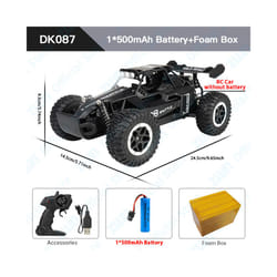 ZWN 1:16/1:20 Alloy RC Car With LED Light 2.4G Off-Road  Remote Control Climbing Vehicle Outdoor Cars - DK087 Black 1B FB