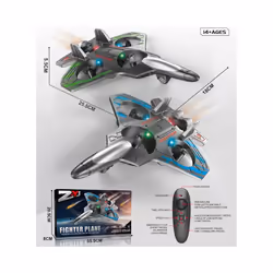 2.4G Remote Control Fighter With LED Colorful Lights Electric Foam Glider Stunt Tumbling UAV Hovering - Green Upgraded