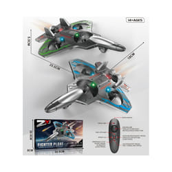 2.4G Remote Control Fighter  With LED Colorful Lights Electric Foam Glider Stunt Tumbling UAV Hovering - Green Upgraded