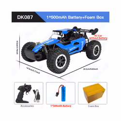 ZWN 1:16/1:20 Alloy RC Car With LED Light 2.4G Off-Road  Remote Control Climbing Vehicle Outdoor Cars - DK087 Blue 1B FB