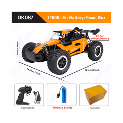 ZWN 1:16/1:20 Alloy RC Car With LED Light 2.4G Off-Road Remote Control Climbing Vehicle Outdoor Cars - DK087 Orange 1B FB