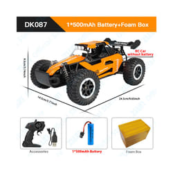 ZWN 1:16/1:20 Alloy RC Car With LED Light 2.4G Off-Road  Remote Control Climbing Vehicle Outdoor Cars - DK087 Orange 1B FB