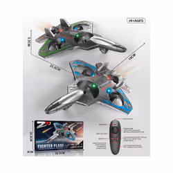 2.4G Remote Control Fighter With LED Colorful Lights Electric Foam Glider Stunt Tumbling UAV Hovering - Blue Upgraded