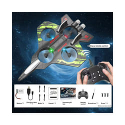 2.4G Remote Control Fighter  With LED Colorful Lights Electric Foam Glider Stunt Tumbling UAV Hovering - Green Regular