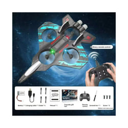 2.4G Remote Control Fighter  With LED Colorful Lights Electric Foam Glider Stunt Tumbling UAV Hovering - Blue Regular