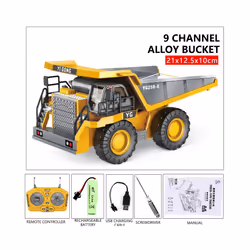 RC Excavator Dumper Car 2.4G Remote Control Engineering Vehicle Crawler Truck Bulldozer Toys for Boys - 9CH Dump truck