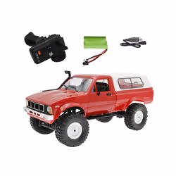 WPL C64-1 RC CAR 4WD Climbing Car Off Road Vehicle 1/16 2.4G Full Scale C64 Pickup Truck Remote Control - C24 Red