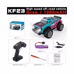 1:20 Model RC Car With LED Light 2.4G High Speed Off-road KF24 KF23 Remote Control Climbing Vehicle - Green 1000mah