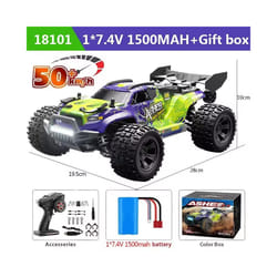 1:18 4WD RC Car Off Road Monster Truck High Speed With LED Light 2.4G Remote Control Cars For Adults - SCY18101Green 50KM-H