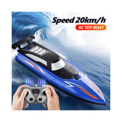Remote Control Boat Electric Toy Charging 2.4G Remote Control Boat Double Spiral Pulp High-Speed Water - Blue-502