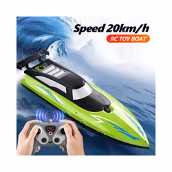 Remote Control Boat Electric Toy Charging 2.4G Remote Control Boat Double Spiral Pulp High-Speed Water - Green-502