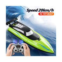 Remote Control Boat Electric Toy Charging 2.4G Remote Control Boat Double Spiral Pulp High-Speed Water - Green-502