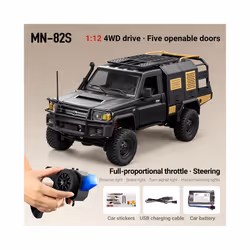 2024 New MN82S Rc Car 1:12 Full Scale 4WD 280 Motor Remote Control Off-Road Pickup Truck Model Car for - MN82S-Black