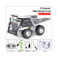 2.4Ghz 1/20 Remote Control Engineering Dumper Trucks 9CH Construction RC Alloy Vehicle Dump Truck Car - Alloy white