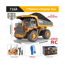 ZWN Remote Control Excavator Dump Truck RC Model Car Toy Professional Alloy Simulation Construction - 13CH Alloy Orange