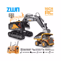 ZWN Remote Control Excavator Dump Truck RC Model Car Toy Professional Alloy Simulation Construction - 13CH Alloy Orange