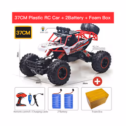 ZWN 1:12 4WD RC Car With Led Lights 2.4G Radio Remote Control Cars Buggy Off-Road Control Monster Trucks - 37CM Red 2Batty